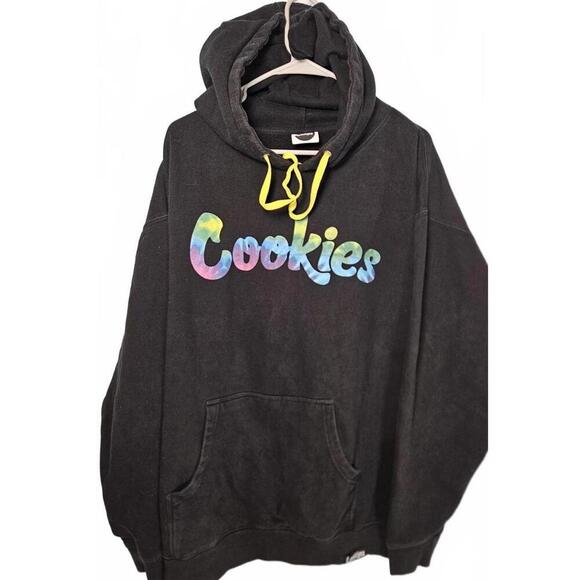 Cookies Black Hoodie with Multicolor Logo and Yellow Drawstrings Unisex Size XL - Picture 1 of 9